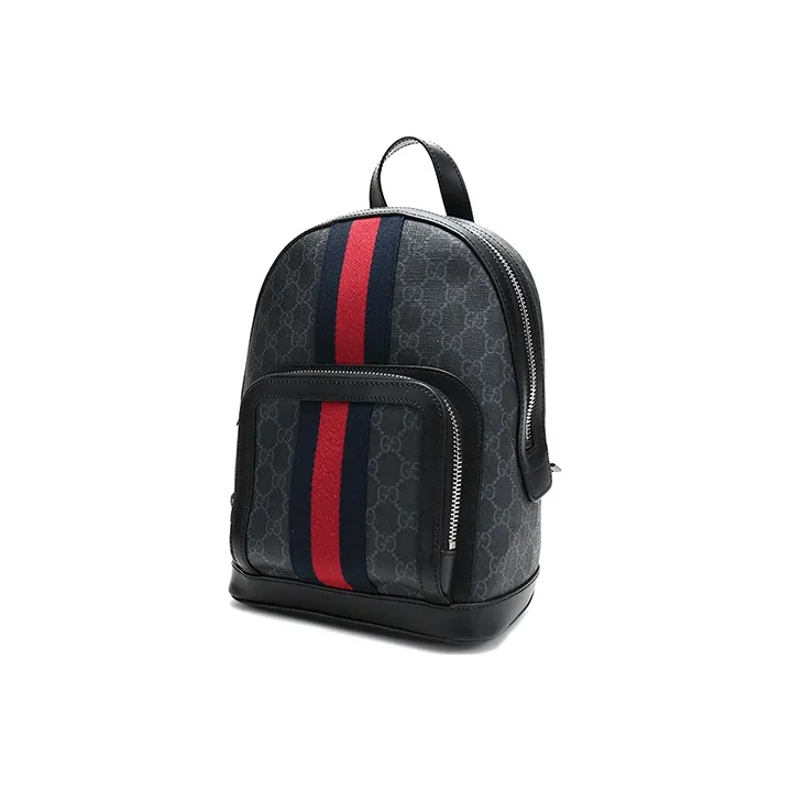 GUCCI Canvas With Leather Backpack Men's Black-1