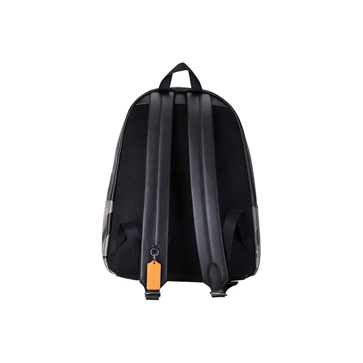 COACH Charles Canvas Backpack Medium Size Unisex Black Gray Camouflage-2