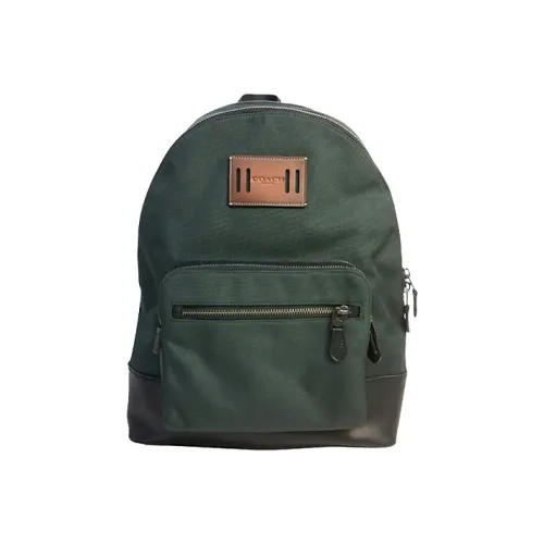 COACH West Nylon Leather Backpack Large Size Men's Green