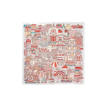 HERMES Silk Scarves Women's Pearl Gray/Garnet Red