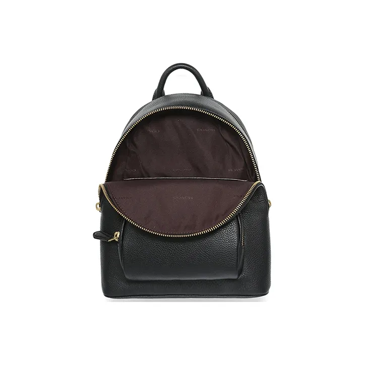 COACH Leather Backpack Small Size Women's Black-3