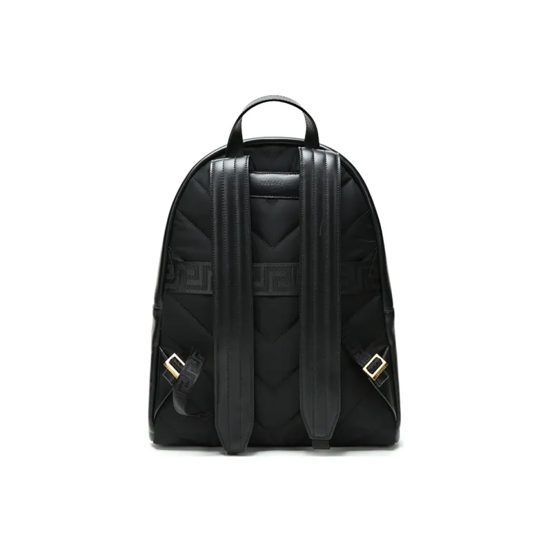 VERSACE Leather Backpack Regular Men's Black-3