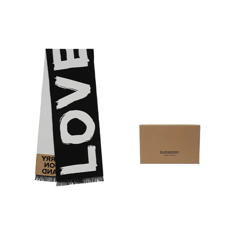 Burberry Knit Scarves Unisex Black Gray-0