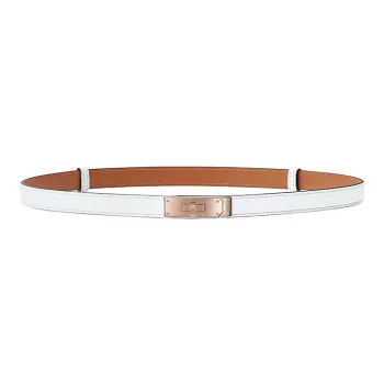 HERMES Cow Leather Belts Unisex White Width 1.8cm