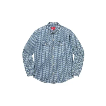 Supreme Arc Jacquard Denim Shirt Blue L - POIZON