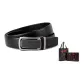 Litchi Grain Black Strap Matte Silver-Tone Buckle+Premium Box