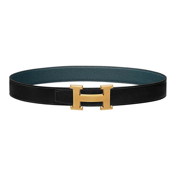 HERMES H Guillochee Leather Belts Unisex-0