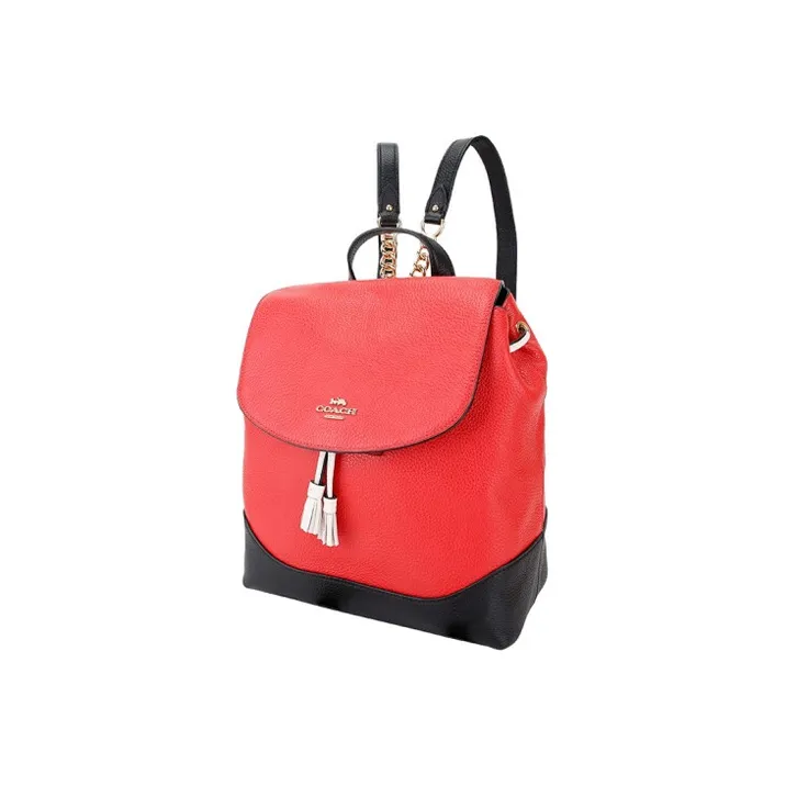 COACH Elle Leather Backpack Small Size Women's Red-1