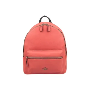 COACH Charlie Cow Leather Backpack Medium Size Women's Coral