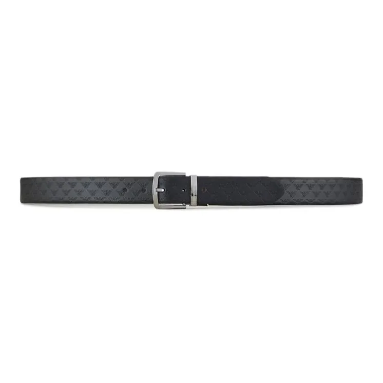 EMPORIO ARMANI Reversible Leather Belt With All over Monogram-2