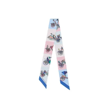 HERMES Silk Scarves Unisex Blue/White/Pink