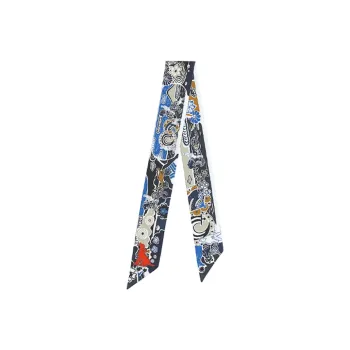 HERMES Bingata Sticker Twilly Small Silk Scarf