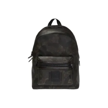 COACH Academy Leather PVC Backpack Large Size Men's Camouflage Brown Mixed Color