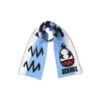 GENANX Knit Scarves Unisex White Blue