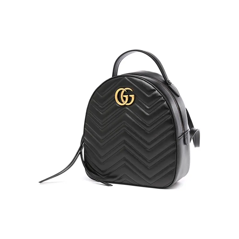 GUCCI Quilting Leather Backpack Medium Size Women's Black-1