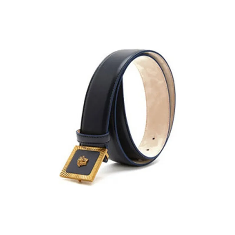 VERSACE Medusa Leather Belts Men Dark Blue-1