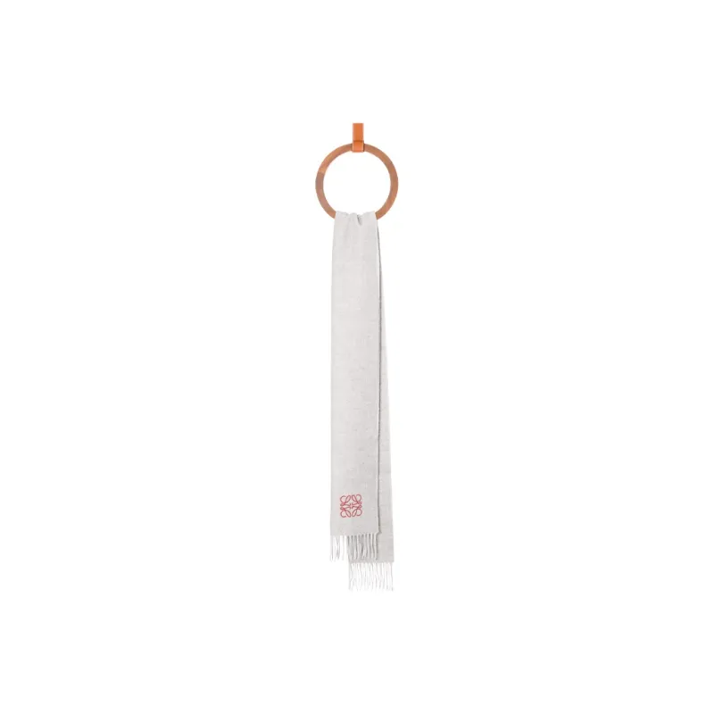 LOEWE Wool Knit Scarves Unisex White/Gray-2