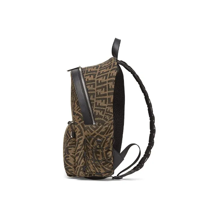 FENDI Canvas With Leather Backpack Regular Men's Brown-1