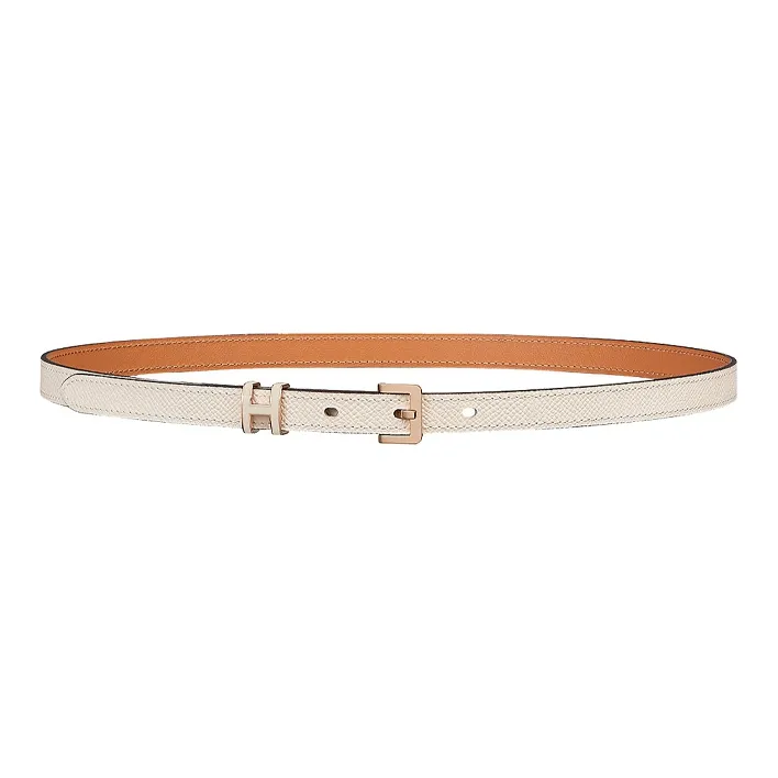 HERMES POP H Collection Cow Leather Belts Women's Milk White Width 1.5cm-0