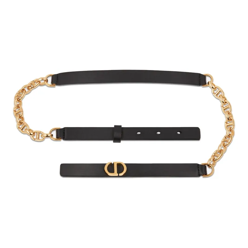 DIOR 30 Montaigne Leather Belts Women's Black-1