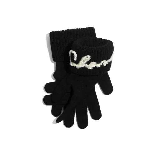 CHANEL Knit Gloves Women's Black