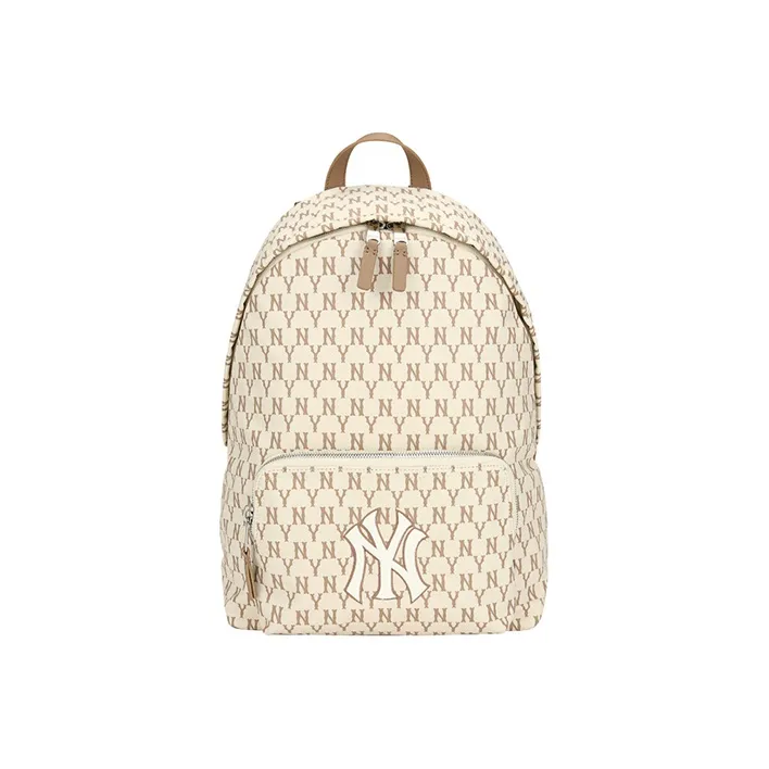 MLB Monogram Collection Nylon Backpack Large Size Unisex Beige-0