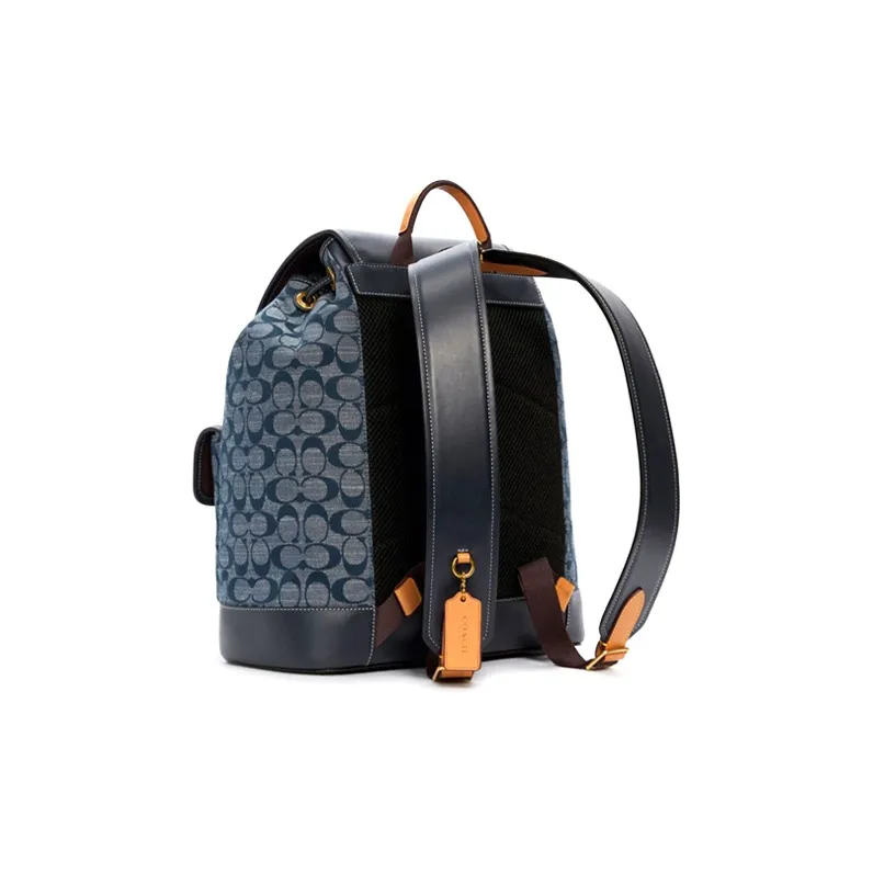 COACH Heritage With Cow Leather Backpack Large Size Men's Denim Blue-1