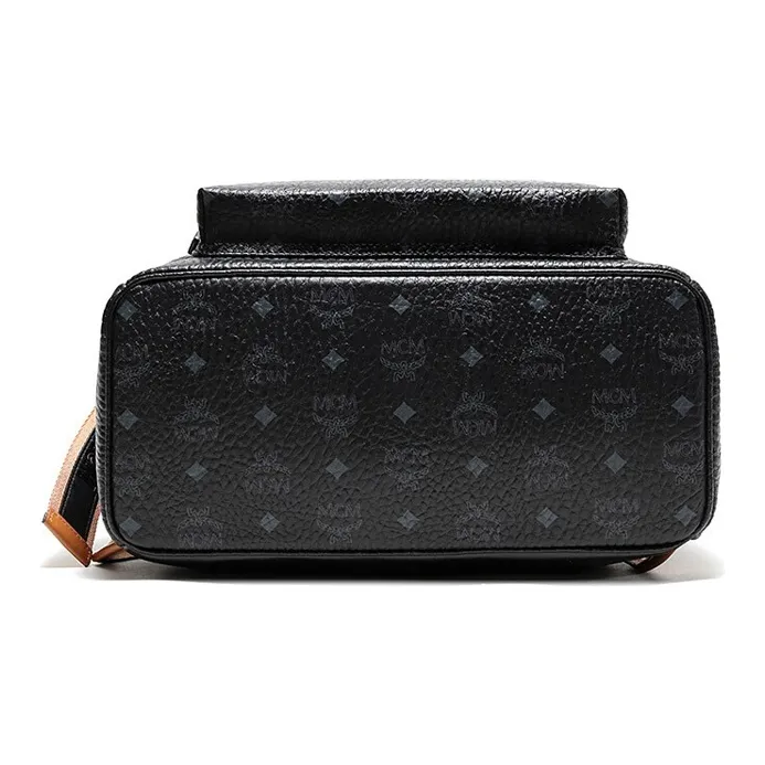 MCM Canvas With Canvas Backpack Large Size Unisex Black-4