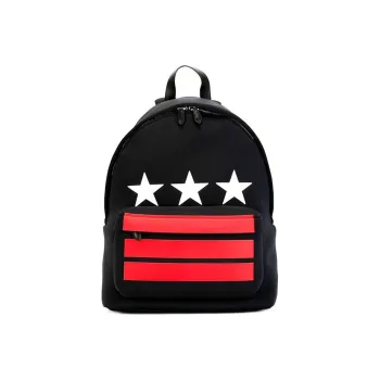 GIVENCHY Nylon Fabric Backpack Unisex Black Red