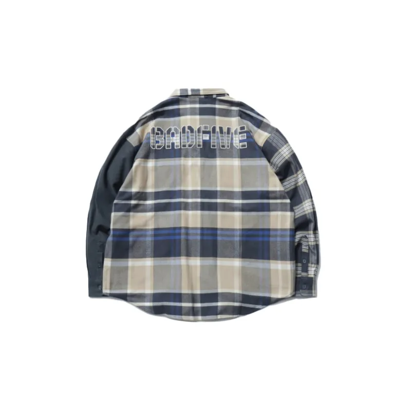 LiNing Badfive Shirt Men's Gray Blue Plaid-1