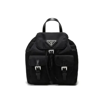PRADA Fabric Drawstring Bag One Shoulder Crossbody Backpack Regular Women's Black