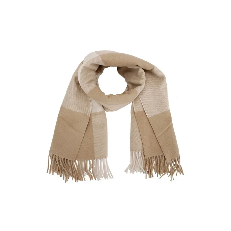 COACH Knit Scarves Unisex Apricot Plaid-0