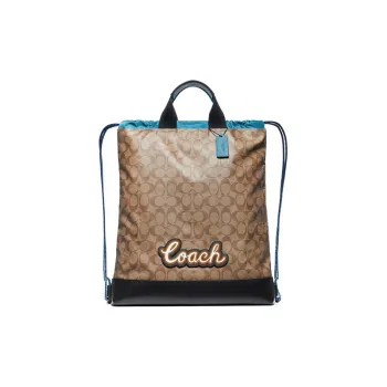 COACH Terrain Cow Leather Nylon Fabric Handbag Backpack Medium Size Men's Brown