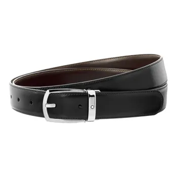 MONTBLANC Cow Leather Belts Men's Black Width 3cm
