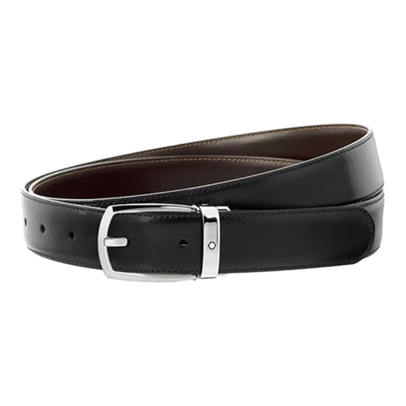 MONTBLANC Cow Leather Belts Men's Black Width 3cm-0