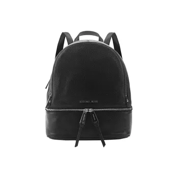 MICHAEL KORS Rhea Zip Leather Backpack Medium Size Women's Black