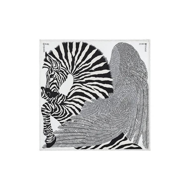 HERMES Silk Scarves Women's Black White-0