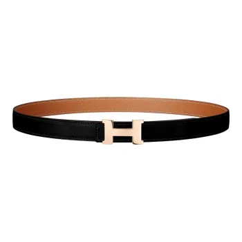 HERMES Mini Constance Cow Leather Belts Women's Black/Brown Width  2.4cm