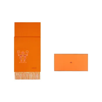 HERMES Mr Farrier Patch Detail Muffler Scarves Unisex