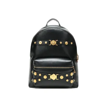 VERSACE Leather Backpack Regular Men's Black
