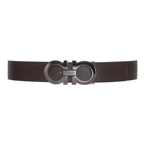 Ferragamo Leather Belts Men Black/Mocha Brown