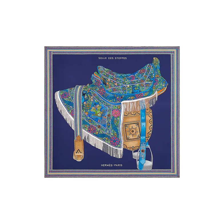 HERMES Silk Scarves Unisex Blue-0