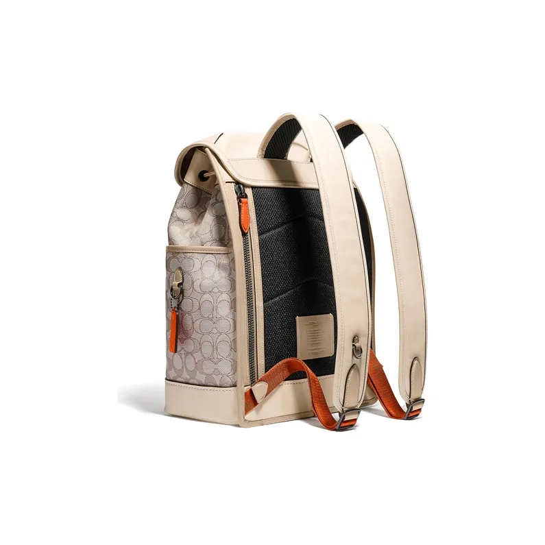 COACH Canvas With Leather Travel Bags Backpack Large Size Men's Beige-1