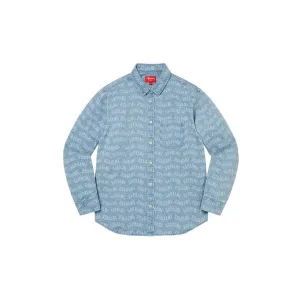 Supreme Arc Jacquard Denim Shirt Blue M - POIZON