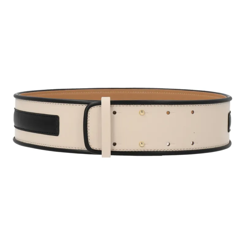 Elisabetta Franchi Leather Belts Unisex White/Black-1