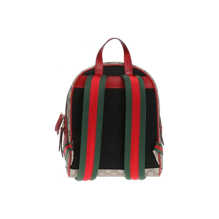 GUCCI Canvas With Leather Backpack Regular Women's Ebony/Pink/Red-2