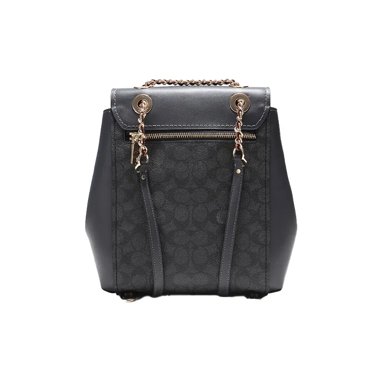 COACH Parker Coated Canvas With Leather Backpacks Backpack Small Size Women's Midnight Blue With Monogram-3