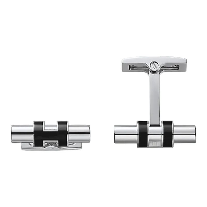 HERMES Tube H Cufflinks Unisex Black-0