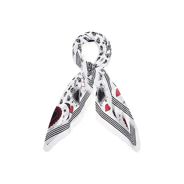 Alexander McQueen Knit Scarves Women's White Black Multicolor-0