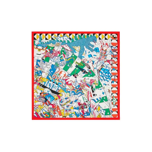 HERMES Epic Detail Silk Scarves Women's Red